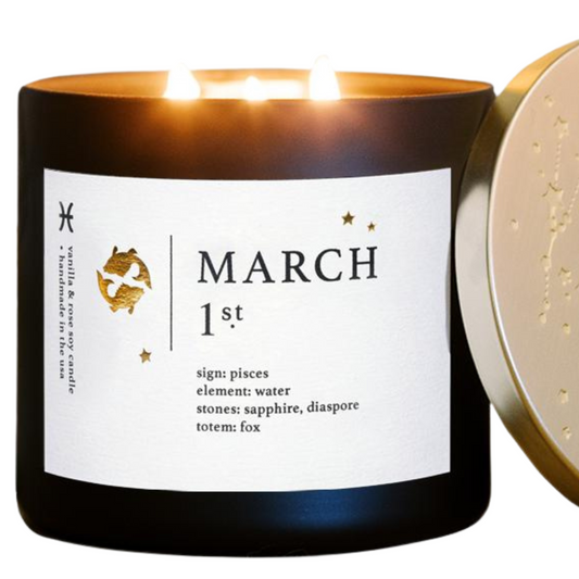 Personalized Astrology Zodiac Candles for March Birthdate
