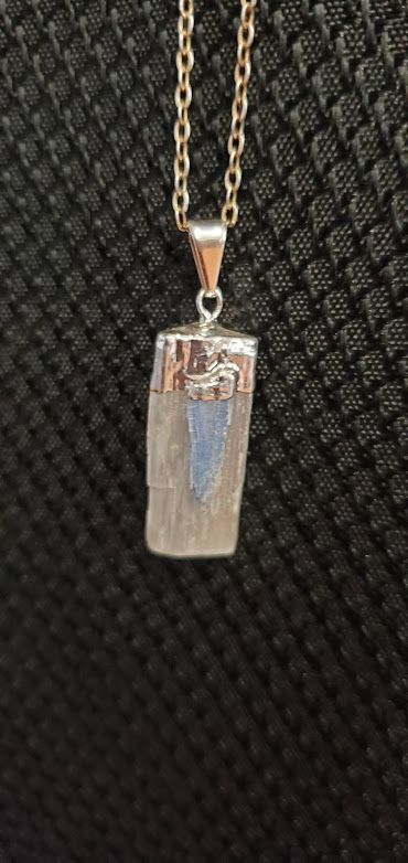 Selenite with Kyanite Gold Necklace