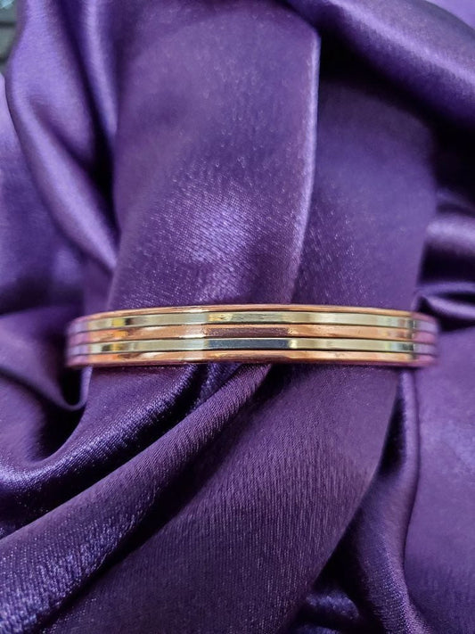 Stripe Magnetic Copper - Cuff Bracelet