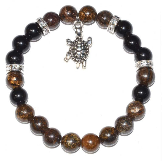 Bronzite & RB Obsidian w/ Turtle Bracelet