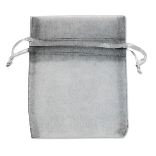 Silver Organza Drawstring Bag