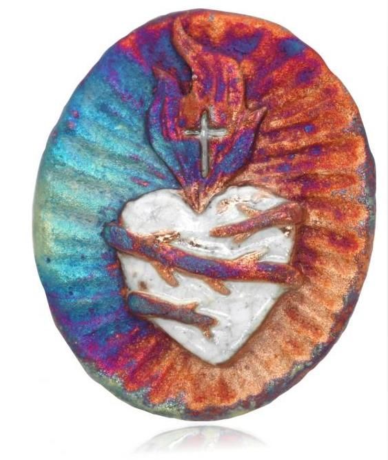 Raku Magnet-Sacred Heart