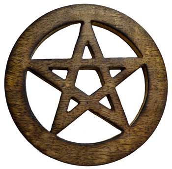 Wood Pentagram altar tile 4"