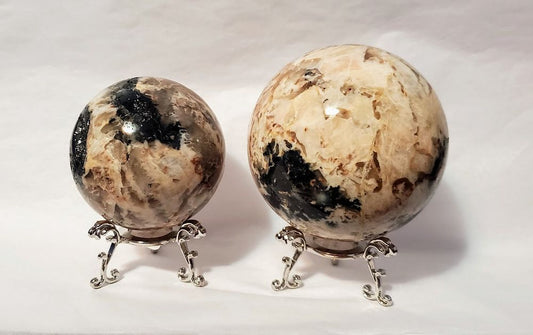 Black Tourmaline & Feldspar Sphere - Small