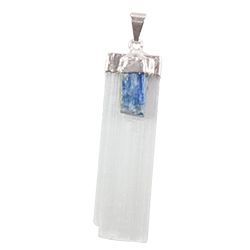 Selenite with Kyanite Silver Necklace