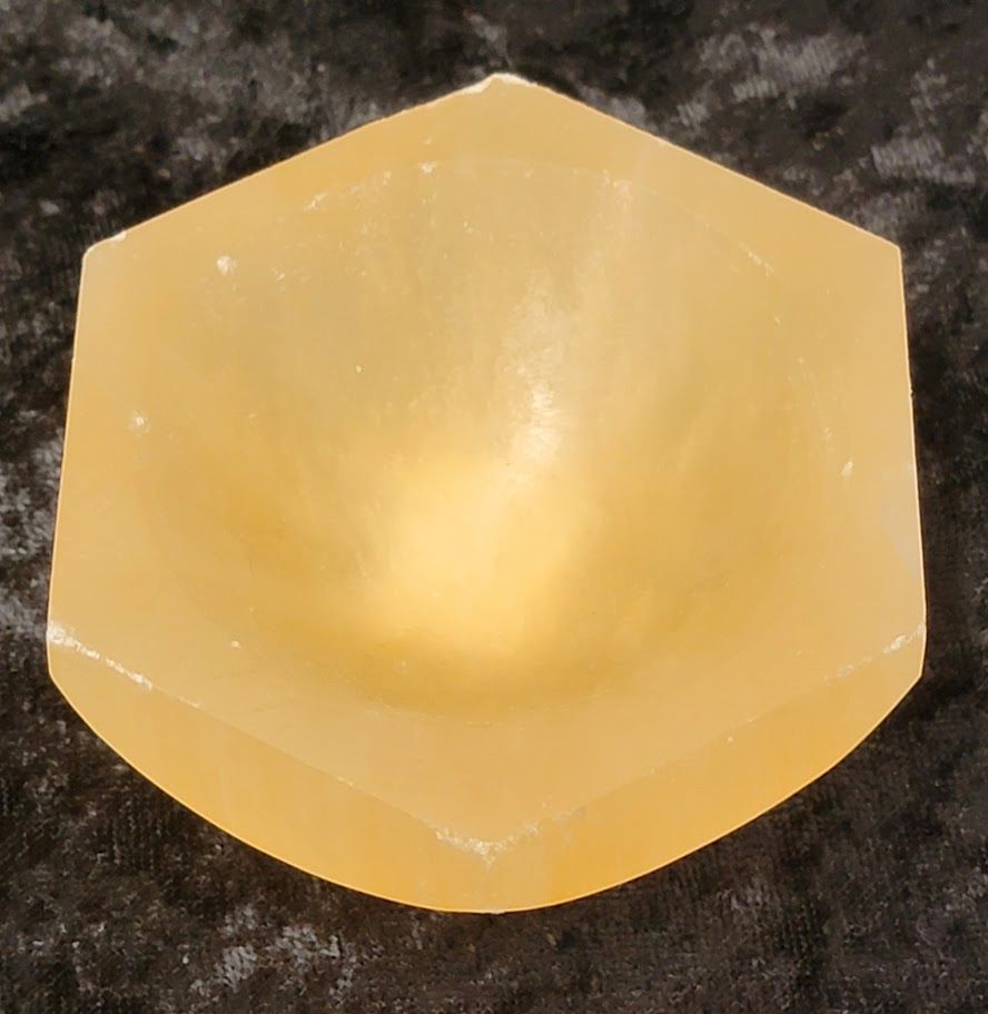 Selenite Bowl - Orange Hexagon