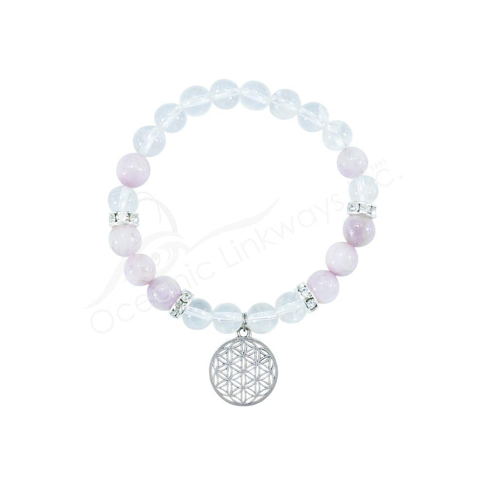 Quartz & Kunzite Flower of Life Bracelet