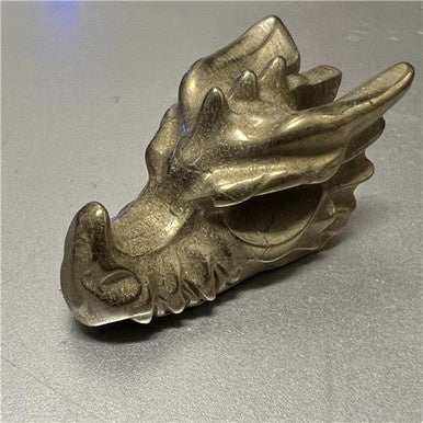 Pyrite Crystal Dragon Skull for Protection and Confidence