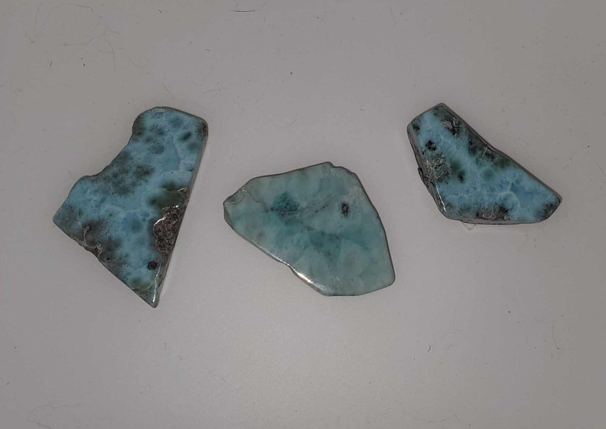 Natural Polished Larimar Cut Piece – Approx. 1.5 x 1.5 x 0.25 Inches