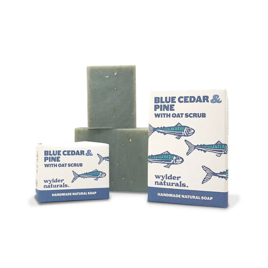 Natural Handmade Blue Cedar Pine Oat Soap Bar Travel Size