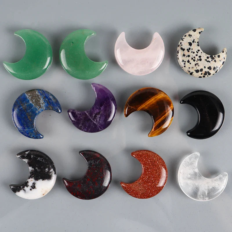 Assorted Natural Crystal Moons For Healing And Protection