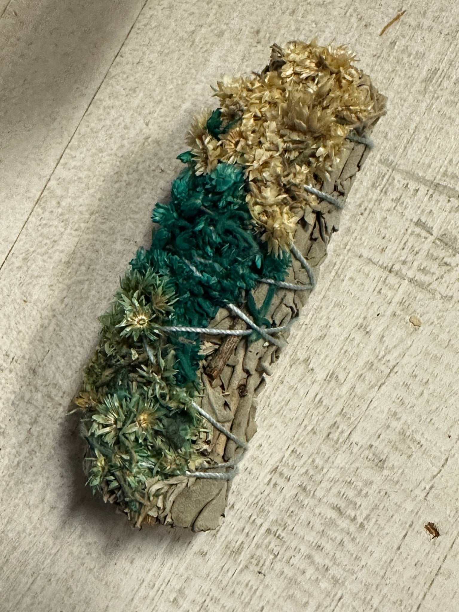 Natural Green Mullein And White Sage Smudge Stick For Energy Cleansing And Protection