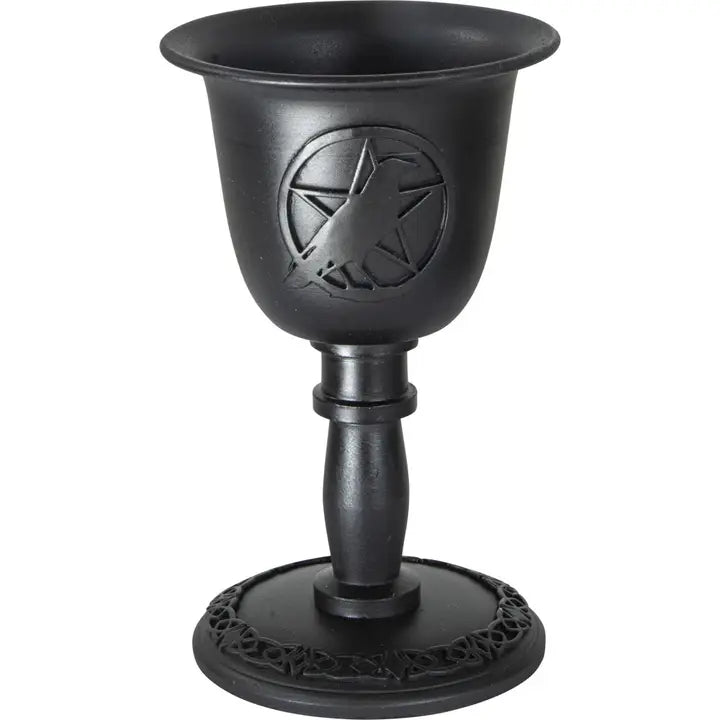 Mystical Pentacle Raven Chalice Taper Candle Holder