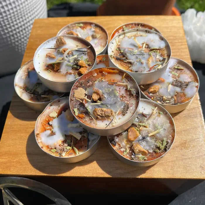 Handmade Healing And Prosperity Tea Light Spell Candles