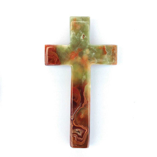 4 Inch Hand-Carved Onyx Crystal Cross for Altar Decor