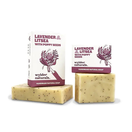 Natural Lavender Litsea Bar Soap With Poppy Seeds Travel Size