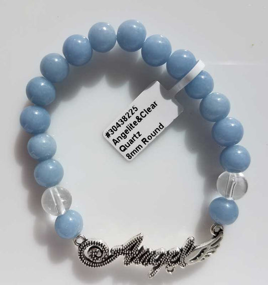 Angelite & Quartz Angel - Bracelet