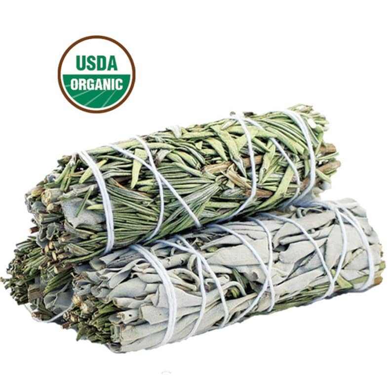 4 Inch White Sage Rosemary Smudge Stick for Purification