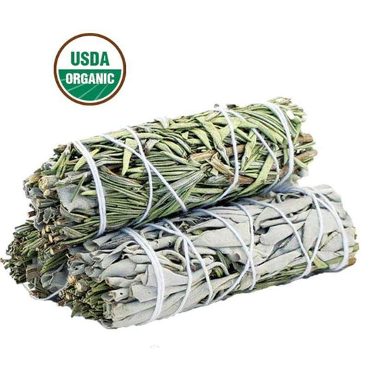 4 Inch White Sage Rosemary Smudge Stick for Purification
