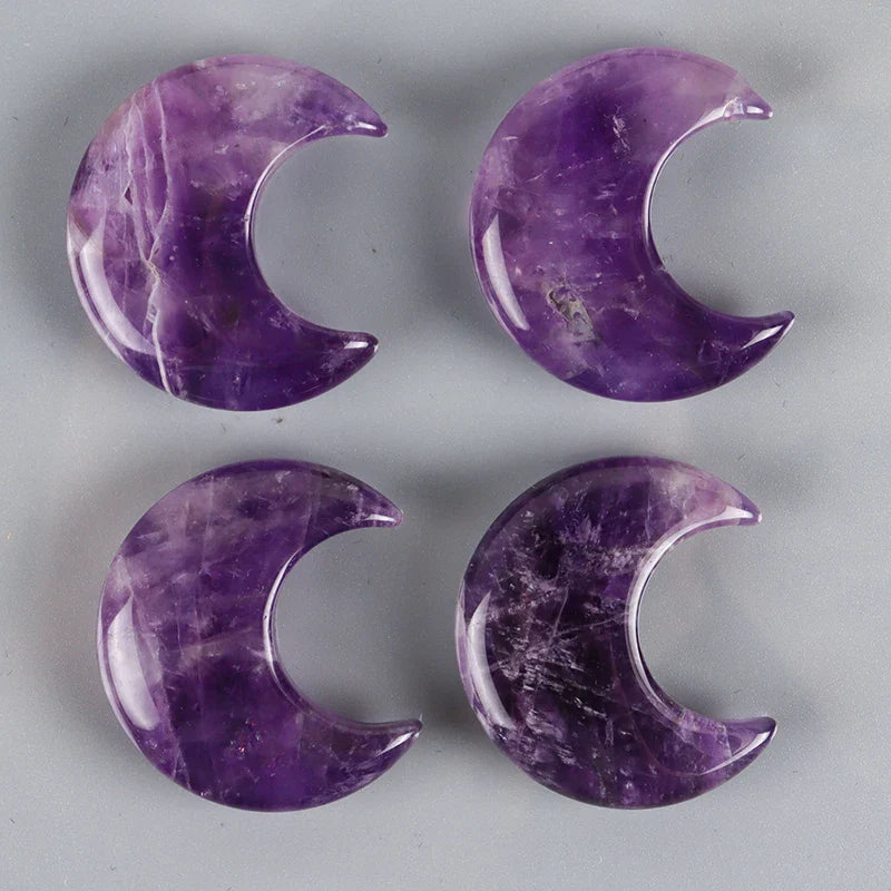 Assorted Natural Crystal Moons For Healing And Protection