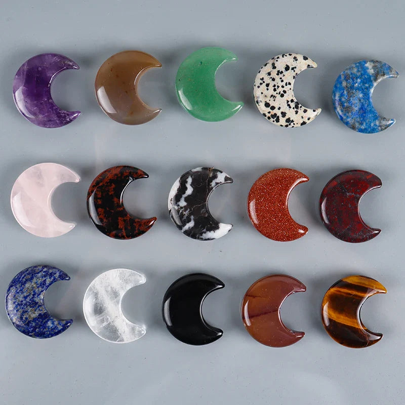 Assorted Natural Crystal Moons For Healing And Protection