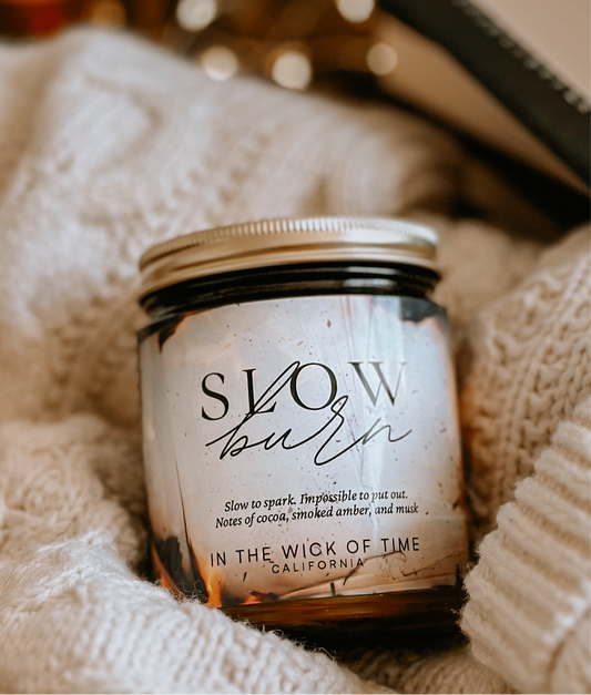 Slow Burn Aromatherapy Candle With Amber And Cocoa Notes