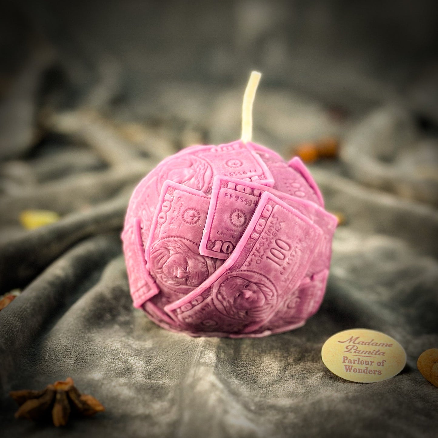 Beeswax Rolling in Dough Money Spell Candle