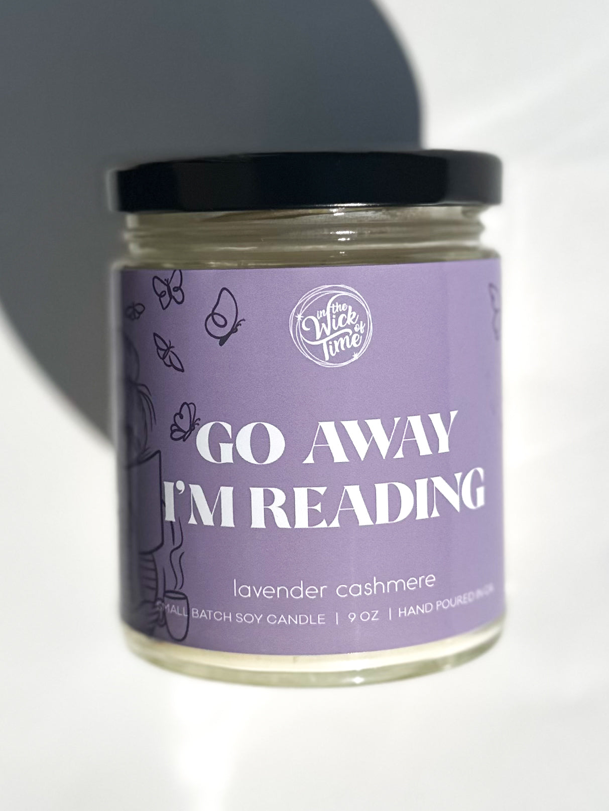 Cozy Lavender Scented Go Away I'm Reading Candle 9 OZ