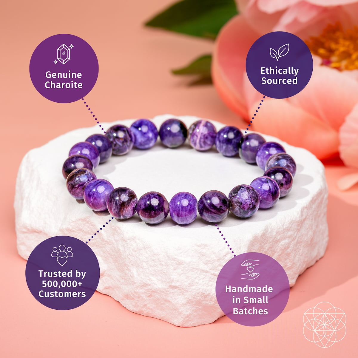 Natural Siberian Charoite Bracelet – alternate gallery image