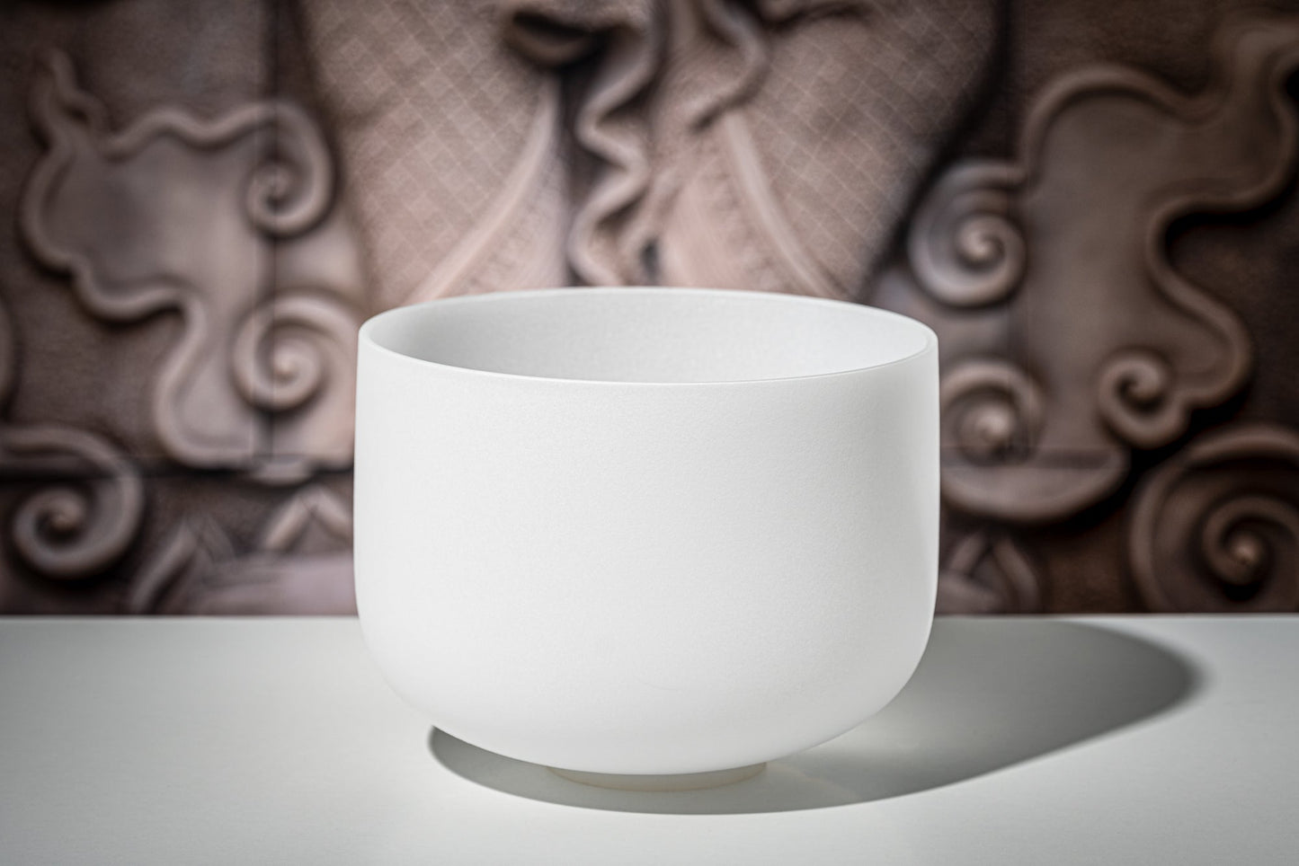 10" White-Frosted Crystal Singing Bowl, Note D4, Sacral Chakra