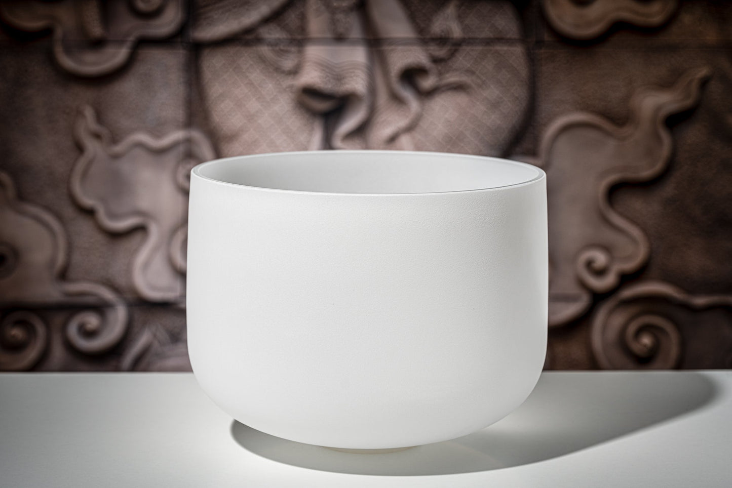 13" White-Frosted Crystal Singing Bowl, Note D4, Sacral Chakra