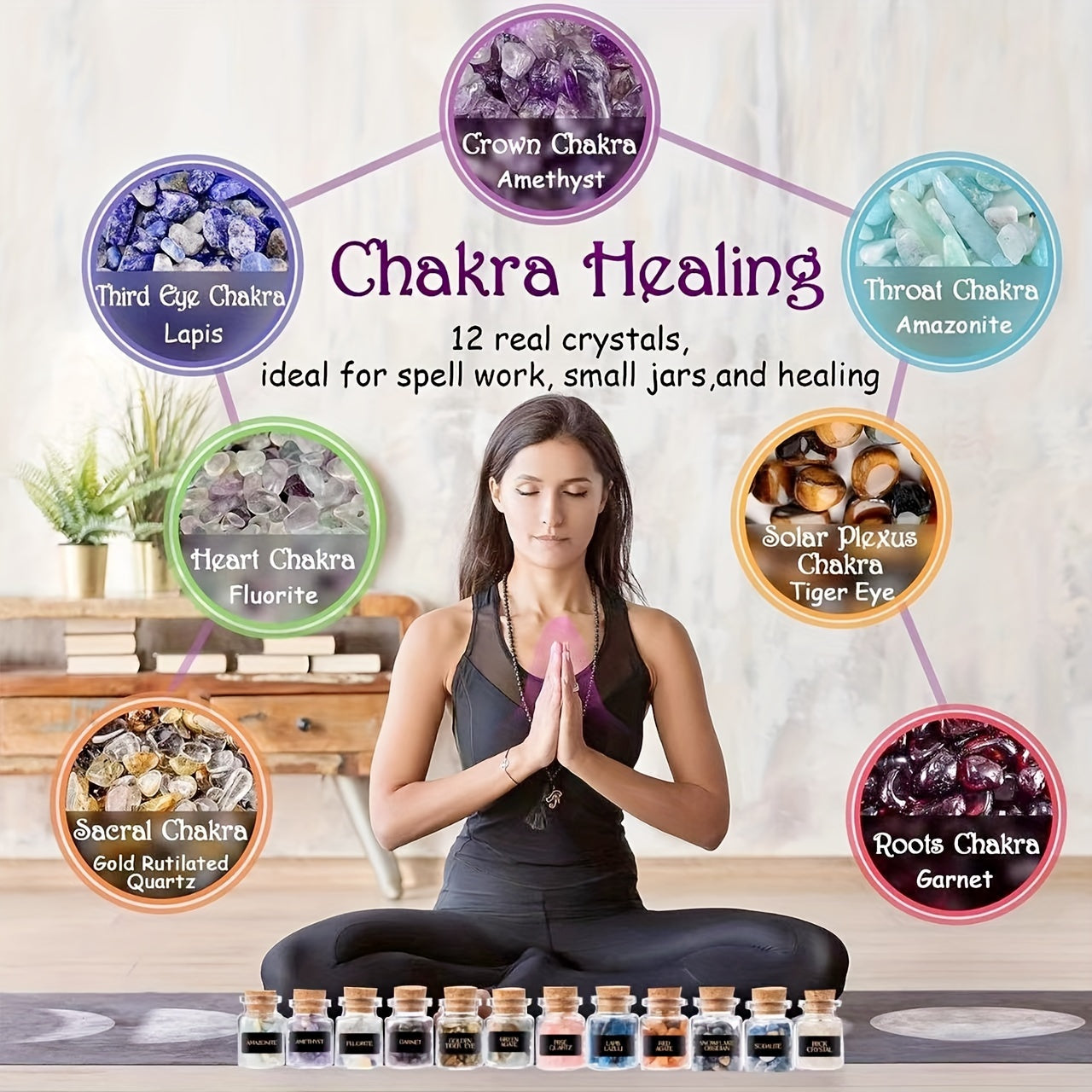Witchcraft Altar Starter Kit with Healing Crystals and Herbs