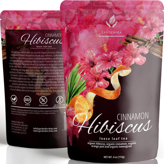 Organic Cinnamon Hibiscus Tea for Heart Health - Caffeine Free