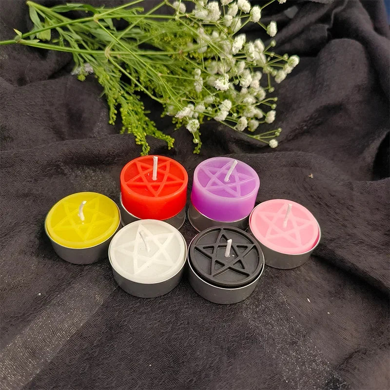 Pentacle Beeswax Tea Light Candles for Rituals and Spells