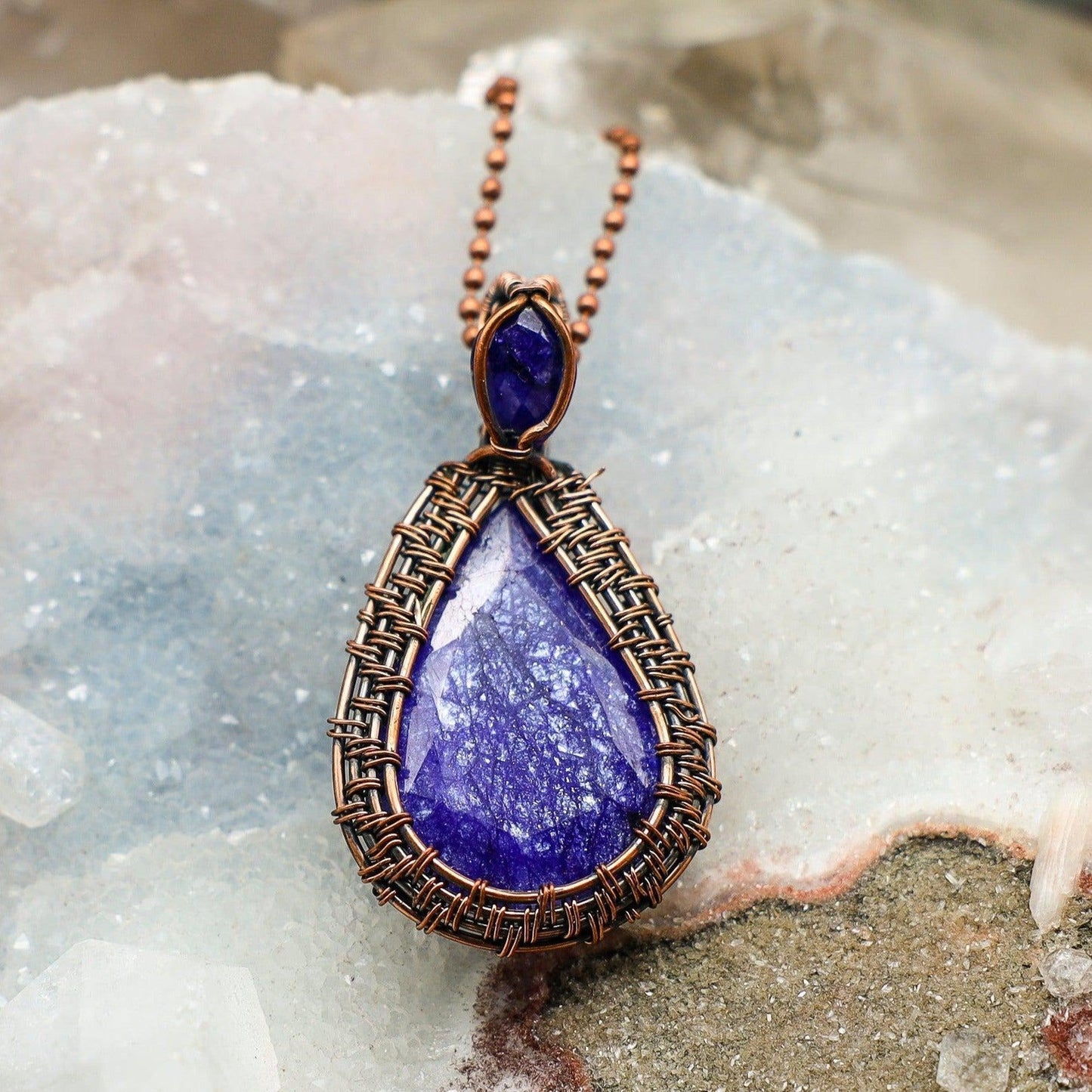 Crackle Quartz Dyed Wire Wrap Crystal Pendant