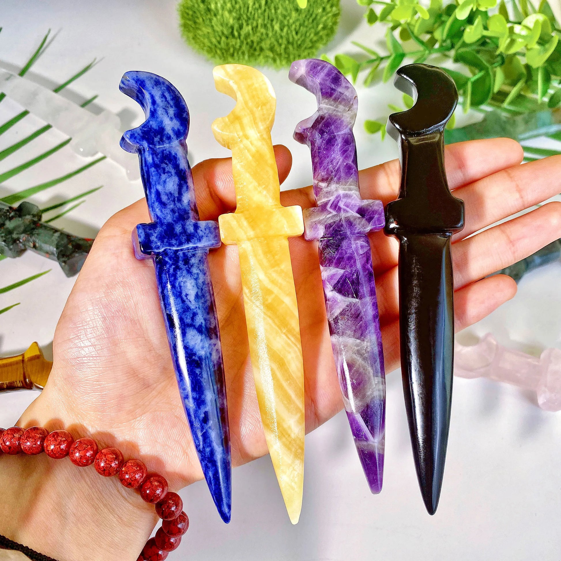 Ritual Crystal Athames for Wiccan Energy and Protection