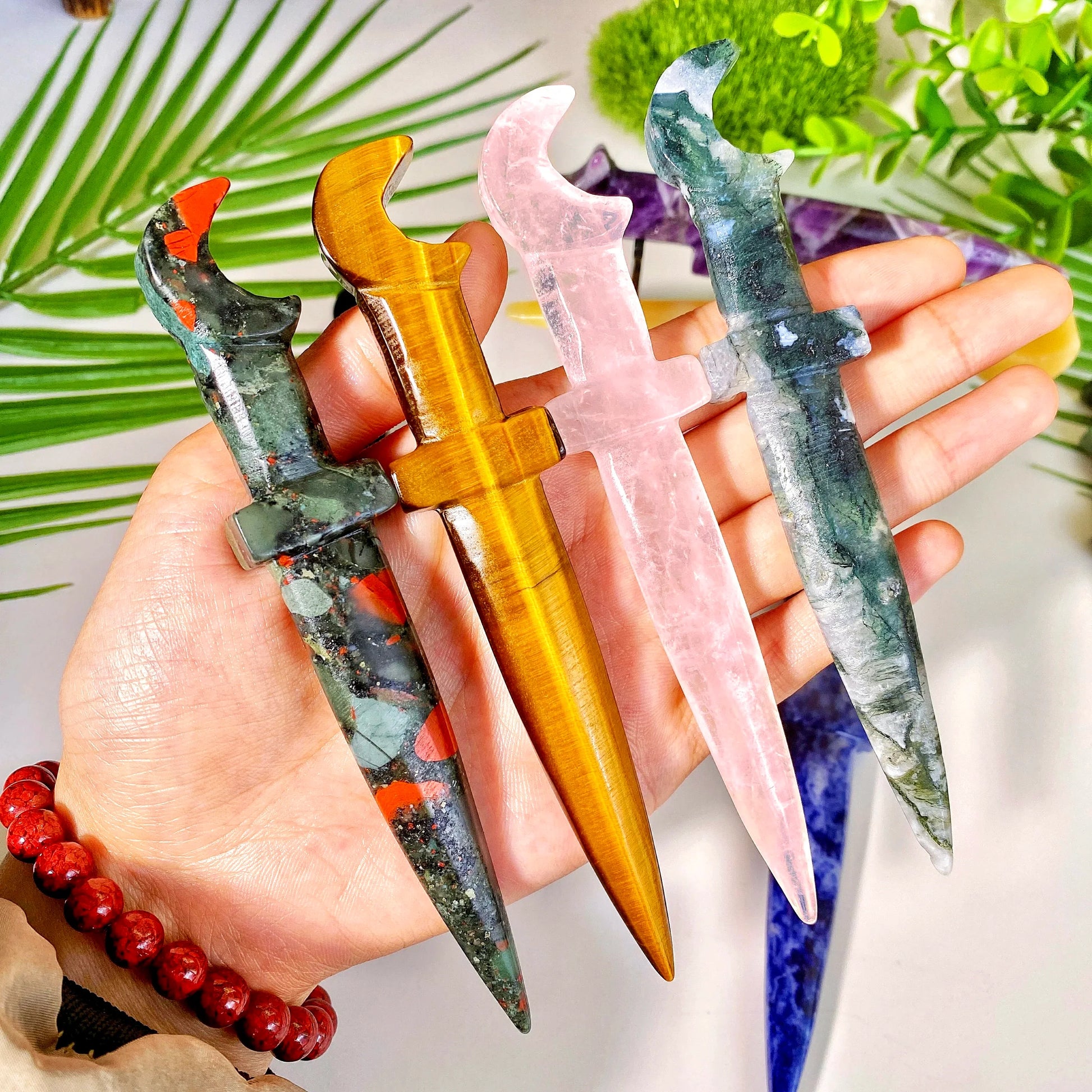 Ritual Crystal Athames for Wiccan Energy and Protection