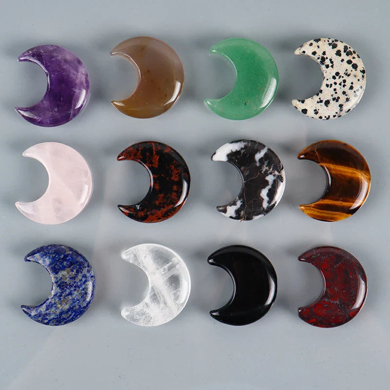 Assorted Natural Crystal Moons For Healing And Protection