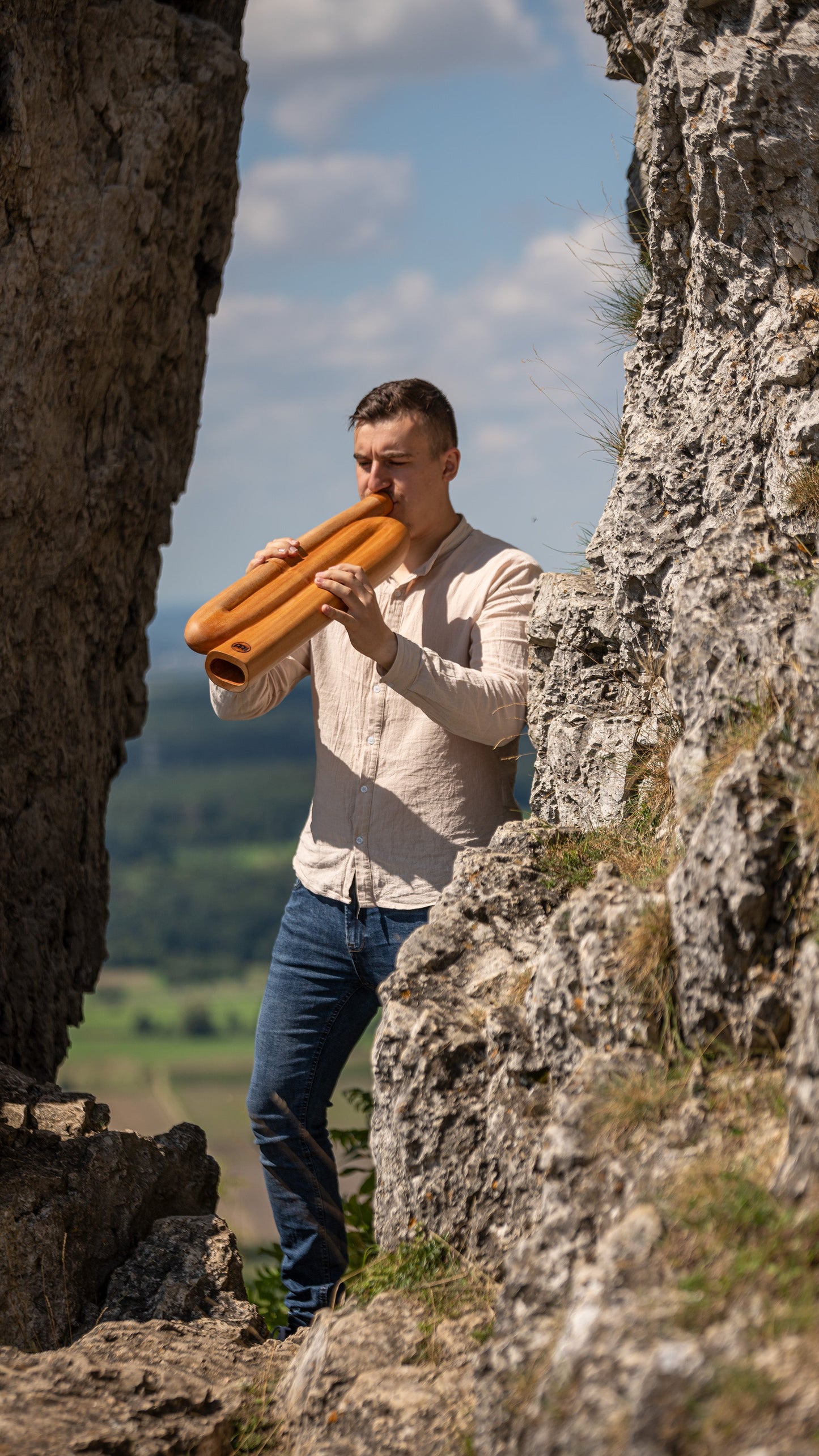 Z-Shaped Pro Didgeridoo, Tuning D, Natural