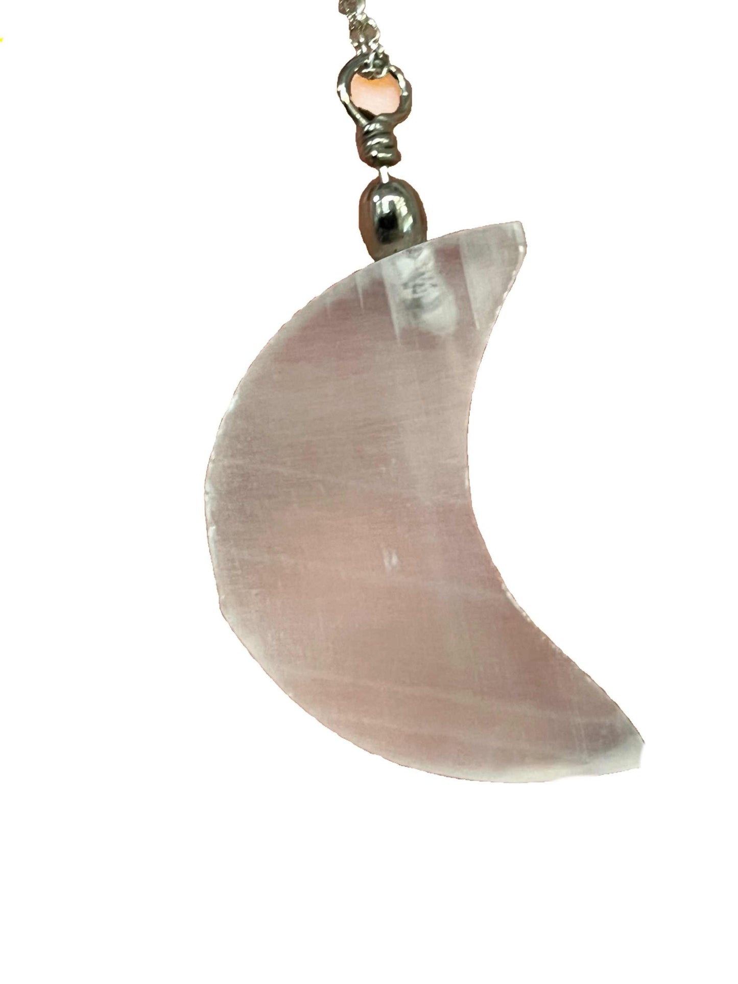 Selenite Moon Pendant Necklace