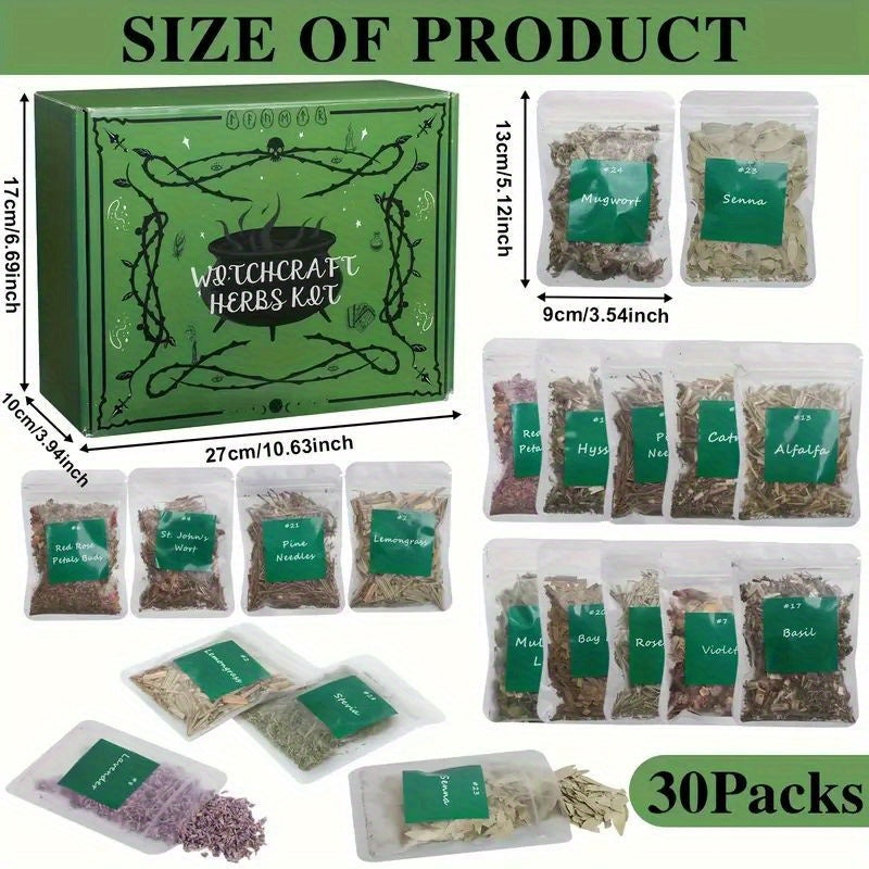 Green Witchcraft Herbs Kit for Wiccan Rituals and Spells