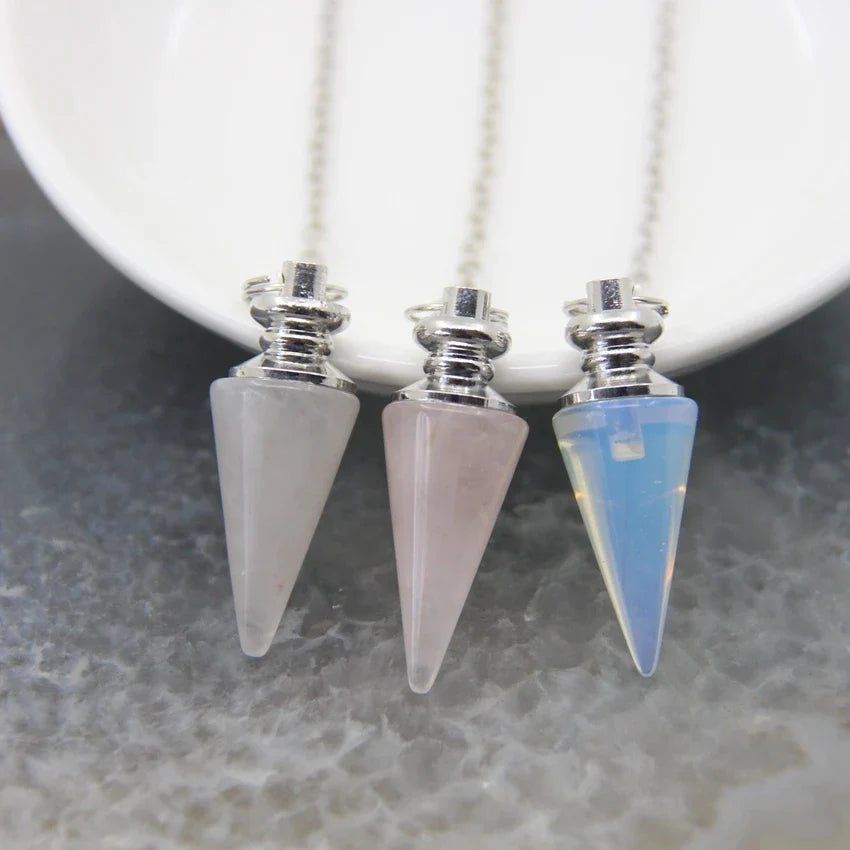 Healing Silver Crystal Pendulums for Divination and Dowsing