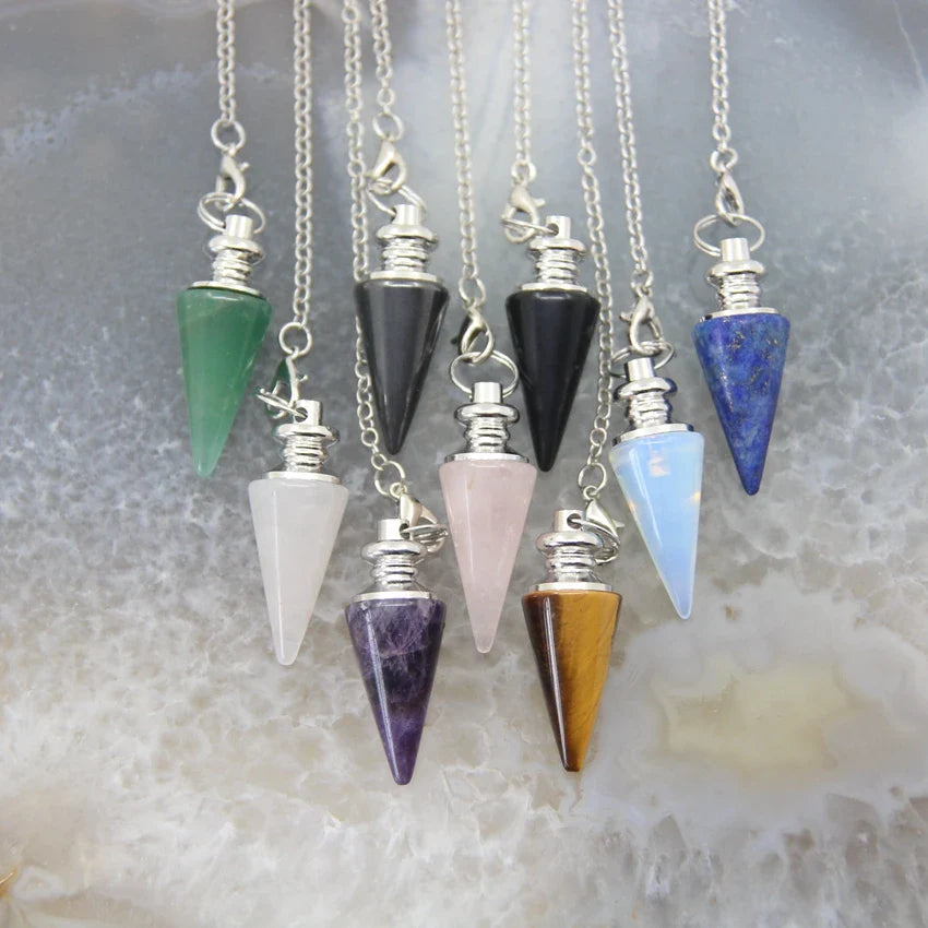 Healing Silver Crystal Pendulums for Divination and Dowsing