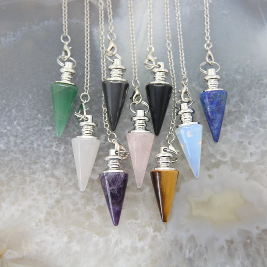 Healing Silver Crystal Pendulums for Divination and Dowsing