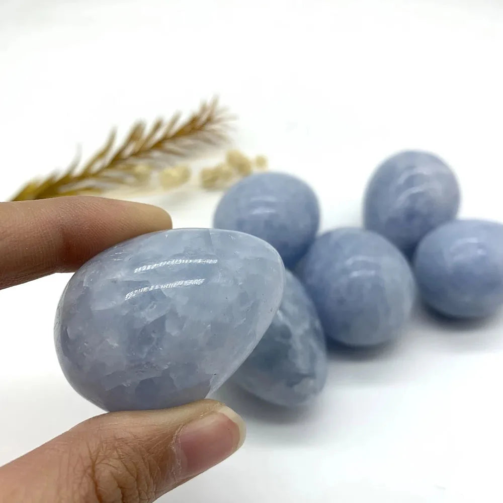 Uplifting Blue Celestite Crystal Egg For Healing And Calm