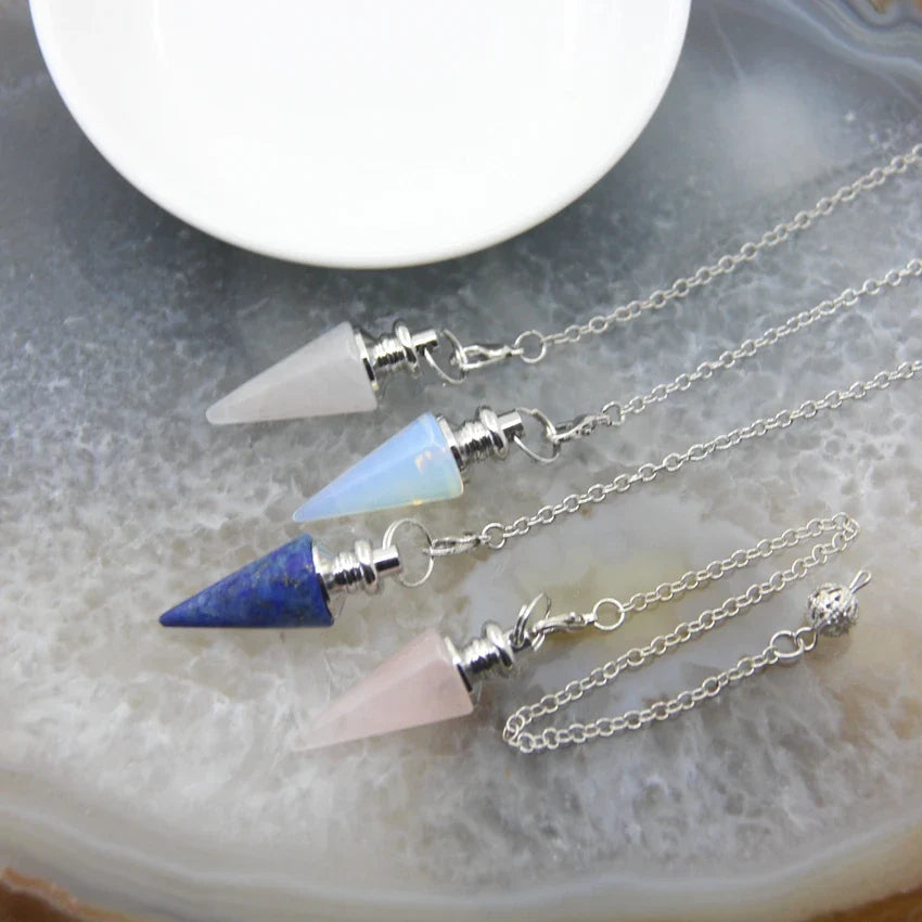 Healing Silver Crystal Pendulums for Divination and Dowsing