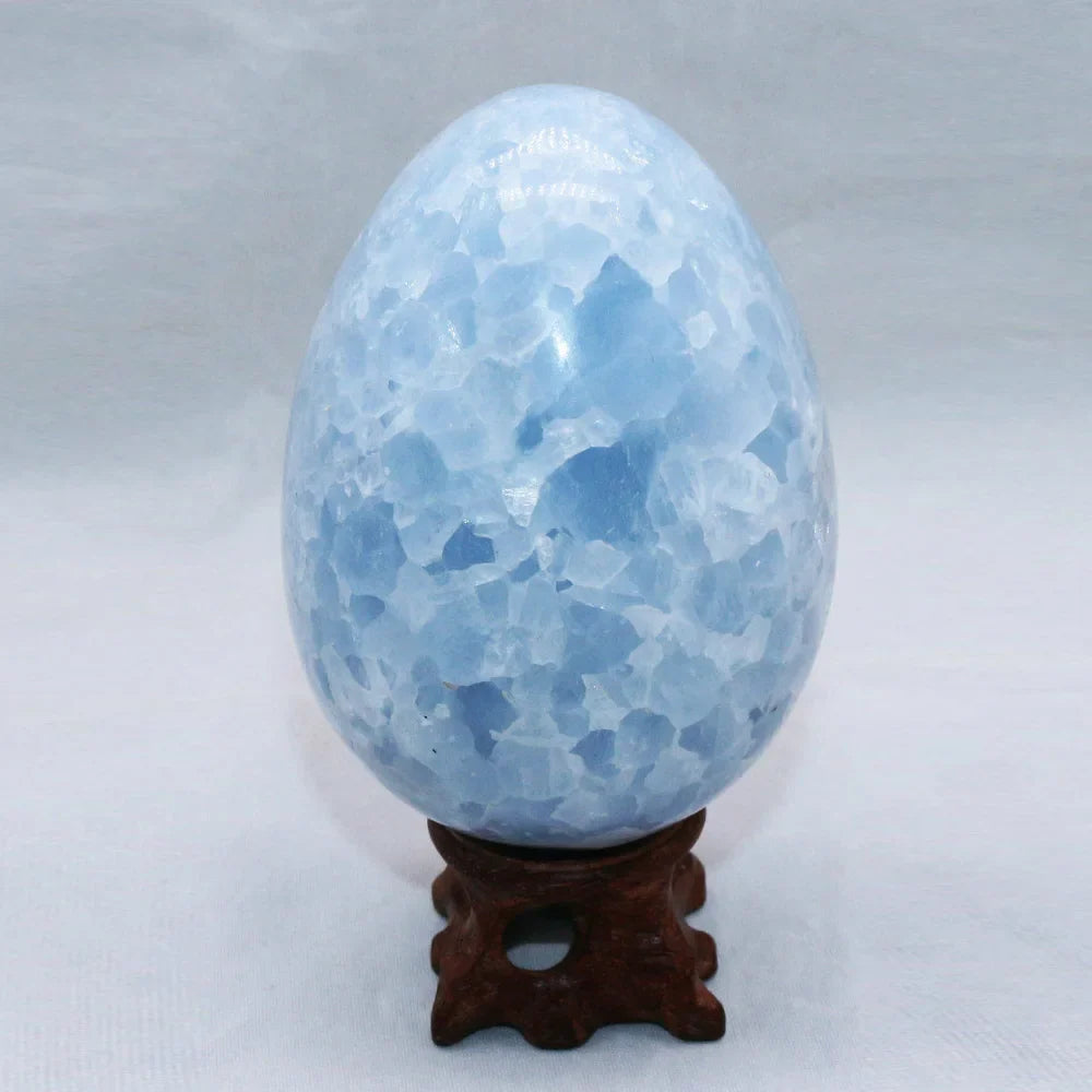 Uplifting Blue Celestite Crystal Egg For Healing And Calm