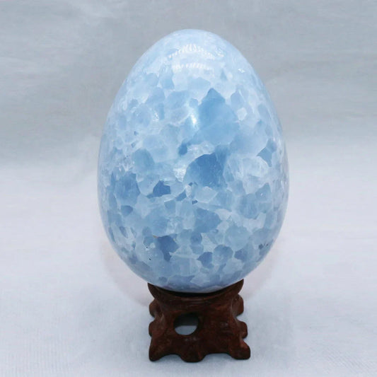 Uplifting Blue Celestite Crystal Egg For Healing And Calm