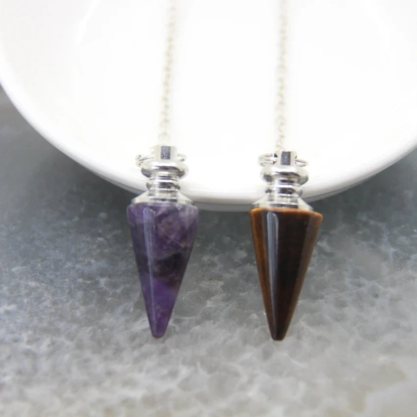 Healing Silver Crystal Pendulums for Divination and Dowsing