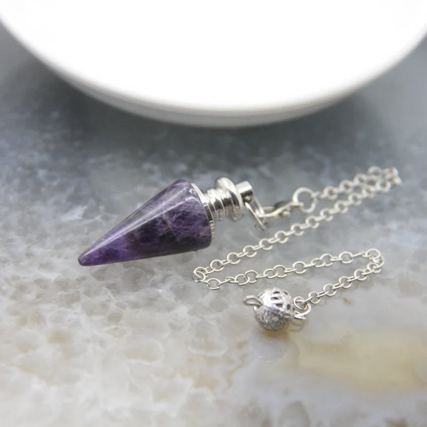 Healing Silver Crystal Pendulums for Divination and Dowsing